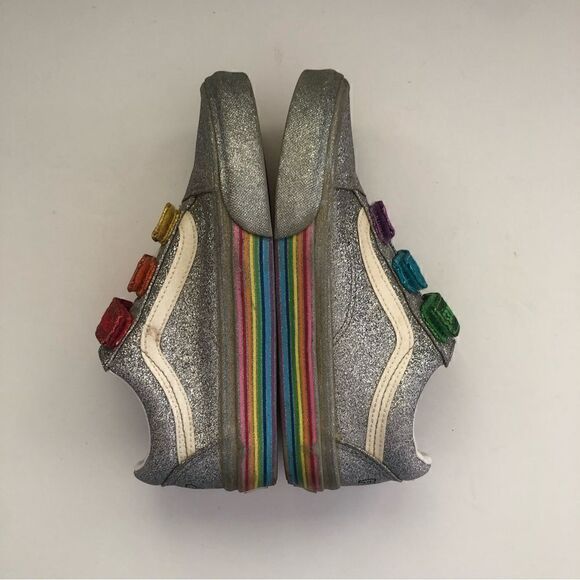 Vans *Flour Shop* rainbow glitter pride Velcro strap sneaker skate shoes - Picture 6 of 9